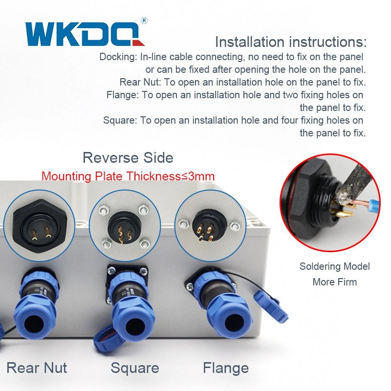 Circulaire meerpolige stekkerdoos waterdichte connector Wk29 vierkante schroefdraadkabel Sp29