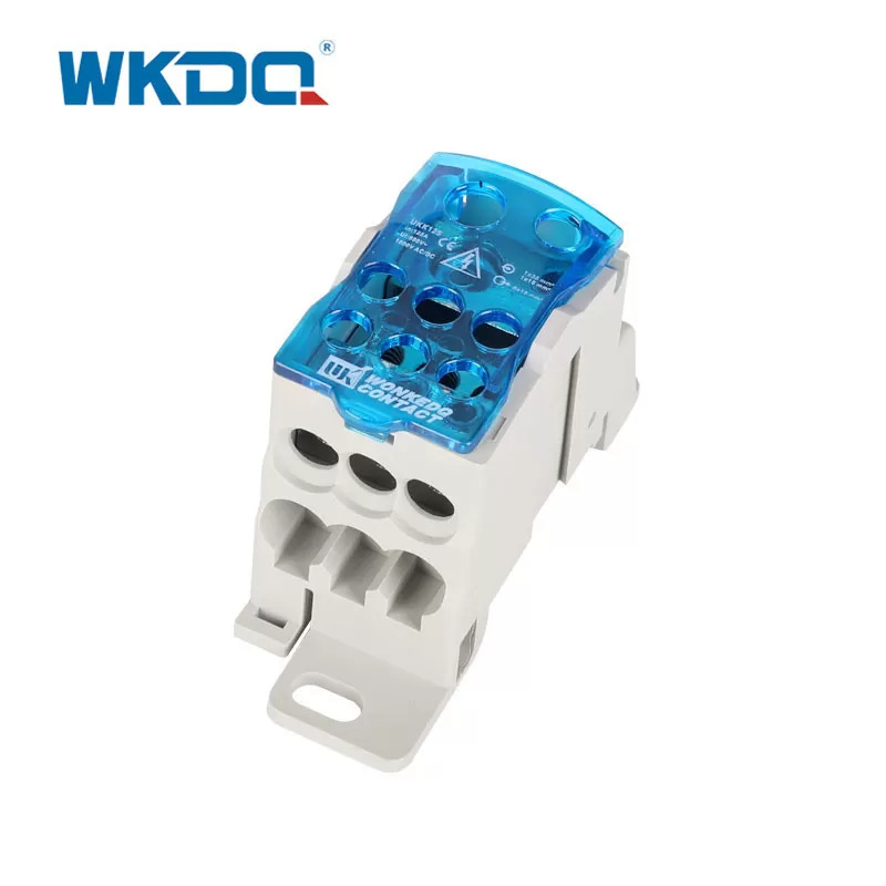 Din Rail UKK 125A unipolaire mini elektrische stroomverdeling klemmenblok, schroefconnectorblok in blauw en grijs